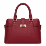 Varila Women's Leather Top Handle Satchel Handbag Burgundy