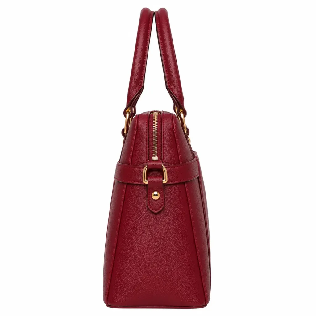 varila womens leather top handle satchel handbag burgundy2
