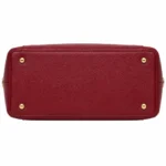 Varila Women's Leather Top Handle Satchel Handbag Burgundy - Image 4