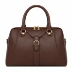 Varila Women's Leather Top Handle Satchel Handbag Dark Brown
