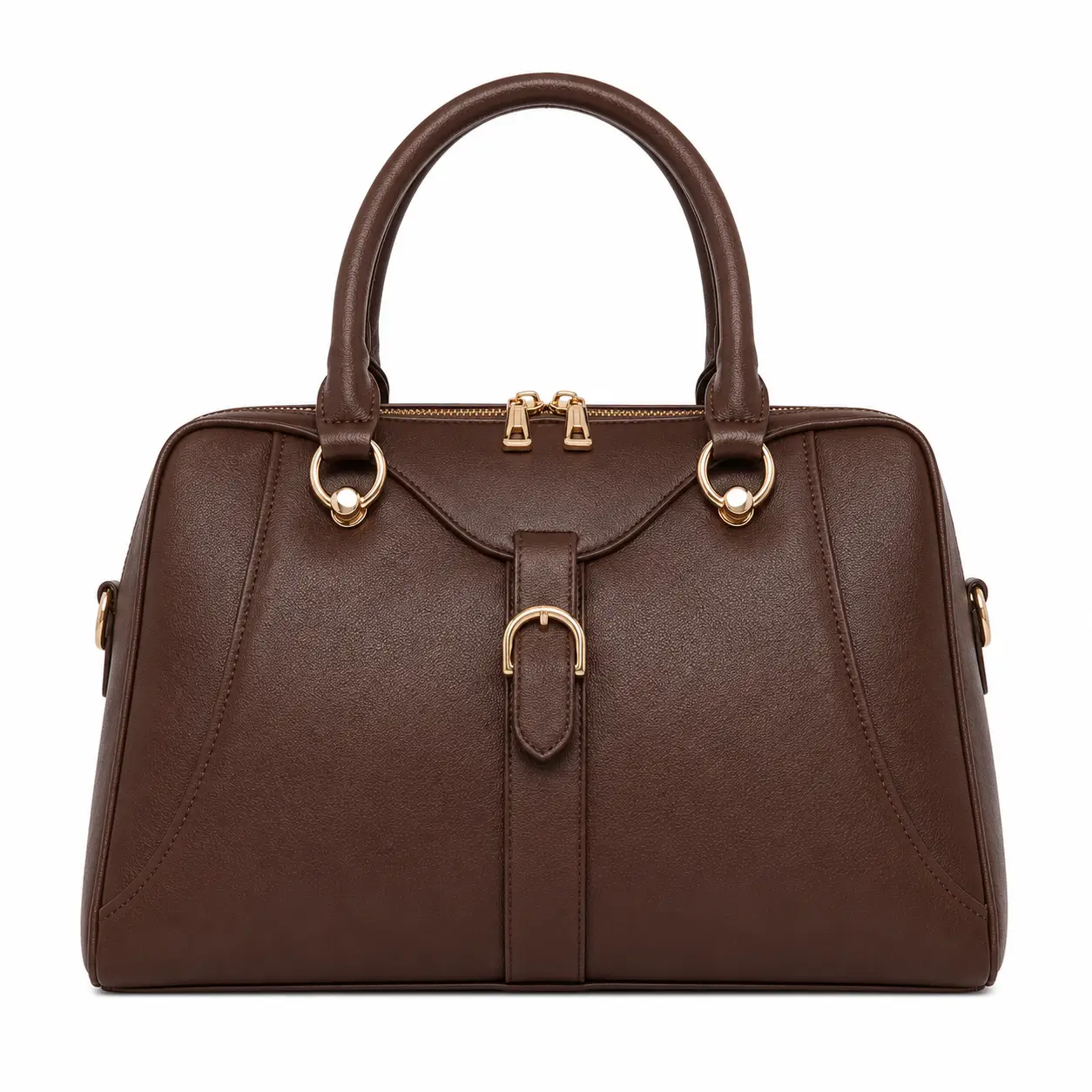 varila womens leather top handle satchel handbag dark brown Varila Women's Leather Top Handle Satchel Handbag Dark Brown - Image 1