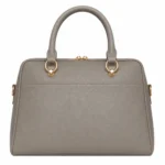 Varila Women's Leather Top Handle Satchel Handbag Gray Taupe - Image 2