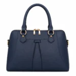 Varila Women's Leather Top Handle Satchel Handbag Navy Blue