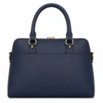 Varila Women's Leather Top Handle Satchel Handbag Navy Blue - Image 2