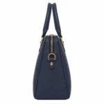 Varila Women's Leather Top Handle Satchel Handbag Navy Blue - Image 3
