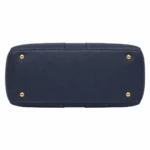 Varila Women's Leather Top Handle Satchel Handbag Navy Blue - Image 4