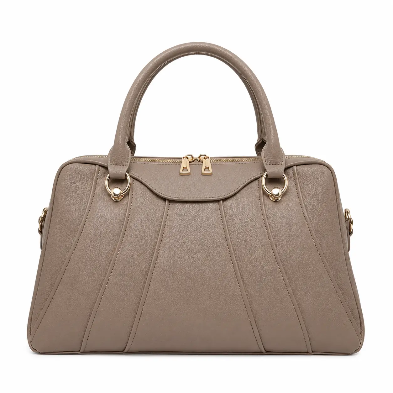 varila womens leather top handle satchel handbag taupe Varila Women's Leather Top Handle Satchel Handbag Taupe - Image 1