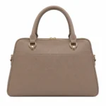 Varila Women's Leather Top Handle Satchel Handbag Taupe - Image 2